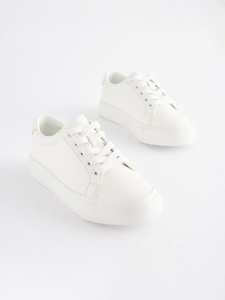 White Lace Up Smart Trainers - Image 2 of 6