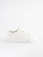 White Lace Up Smart Trainers - Image 3 of 6