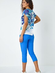 Roman Blue Abstract Hotfix Embellished Stretch T-Shirt - Image 3 of 5