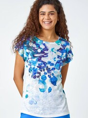 Roman Blue Abstract Hotfix Embellished Stretch T-Shirt - Image 4 of 5