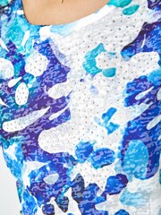 Roman Blue Abstract Hotfix Embellished Stretch T-Shirt - Image 5 of 5
