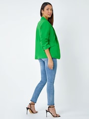 Roman Green Ruched 3/4 Sleeve Jacket - Image 4 of 6