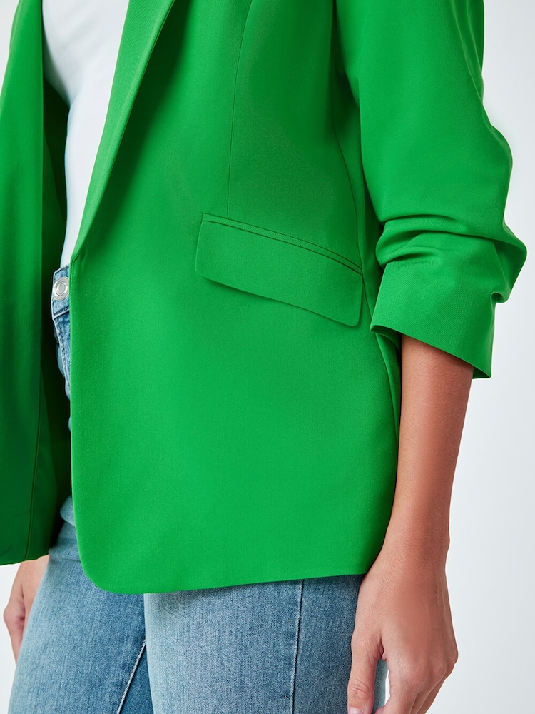 Roman Green Ruched 3/4 Sleeve Jacket - Image 6 of 6