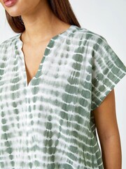 Roman Green Tie Dye Print 100% Cotton Top - Image 5 of 5