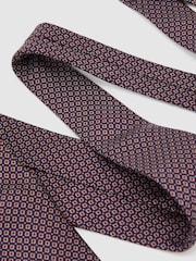 Reiss Burgundy Ettore Silk Twill Micro Diamond-Print Tie - Image 3 of 5