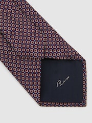 Reiss Burgundy Ettore Silk Twill Micro Diamond-Print Tie - Image 4 of 5