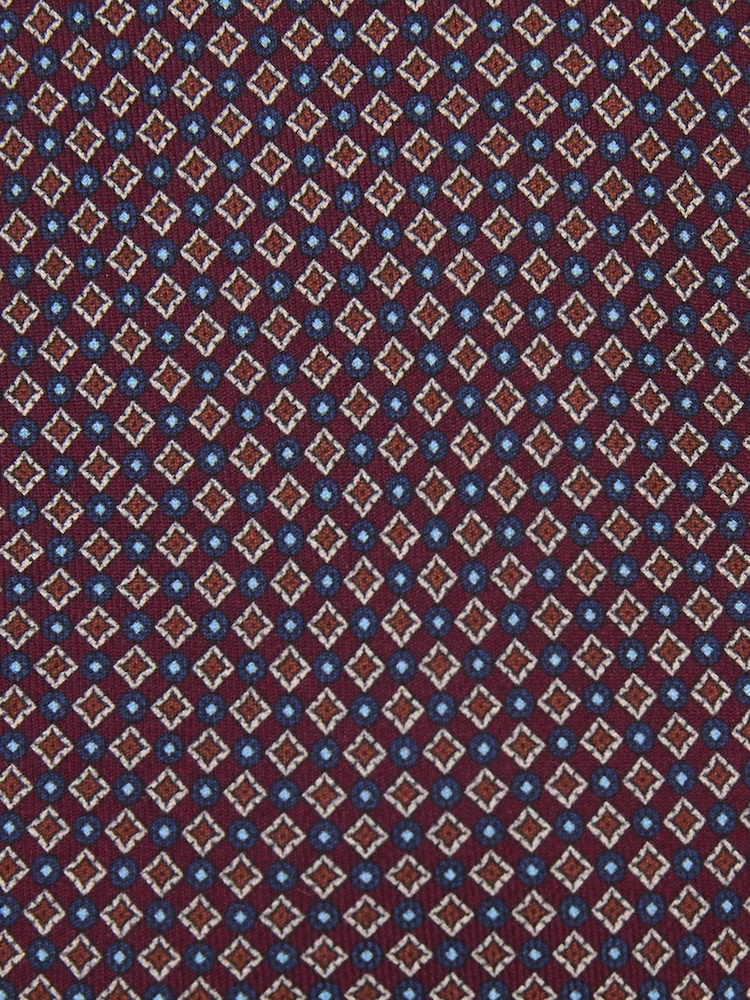 Reiss Burgundy Ettore Silk Twill Micro Diamond-Print Tie - Image 5 of 5