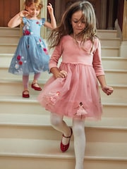 Boden Pink Applique Velvet Tulle Dress - Image 1 of 4