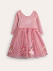 Boden Pink Applique Velvet Tulle Dress - Image 2 of 4