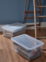 Wham Set of 2 Clear Crystal 45L Plastic Storage Box & Lid - Image 1 of 2