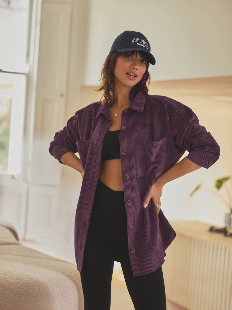 Burgundy Red Corduroy Lightweight Shacket - Image 1 of 8