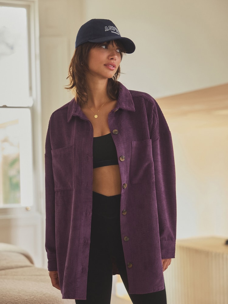 Burgundy Red Corduroy Lightweight Shacket - Image 4 of 8