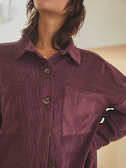 Burgundy Red Corduroy Lightweight Shacket - Image 6 of 8