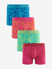 Pink/Blue Neon Print A-Front Boxers 4 Pack - Image 1 of 7