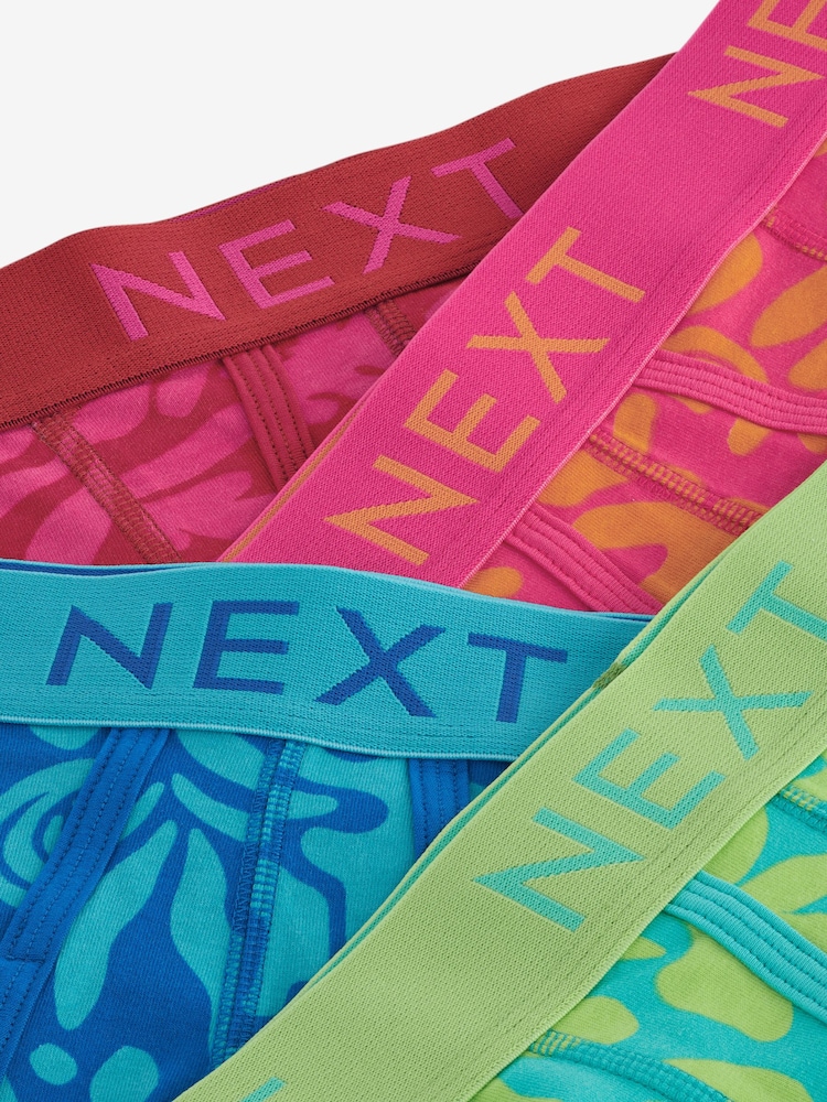 Pink/Blue Neon Print A-Front Boxers 4 Pack - Image 7 of 7