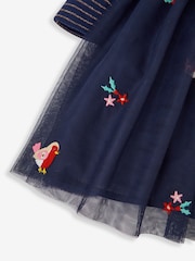 JoJo Maman Bébé Navy Girls' Robin Party Dress - Image 3 of 3