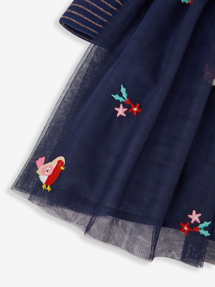 JoJo Maman Bébé Navy Girls' Robin Party Dress - Image 3 of 3