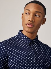 Armani Exchange Navy Pattered 100% Cotton Logo Shirt - Image 3 of 5