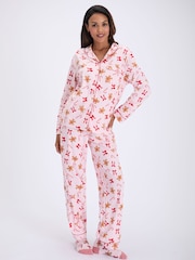 Boux Avenue Pink Fleece Pyjamas In a Bag - Image 1 of 7