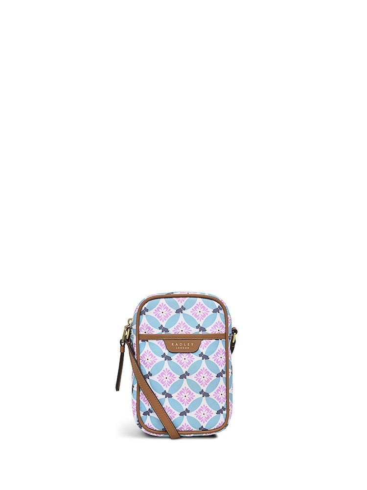 Radley London Willow Walk Spring Geo Medium Phone Cross-Body Pink/Blue Bag - Image 1 of 5