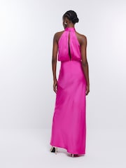 River Island Pink Halter Bridesmaid Dress - Image 2 of 5