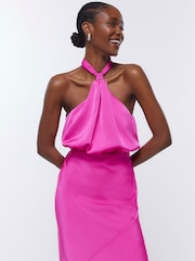 River Island Pink Halter Bridesmaid Dress - Image 4 of 5