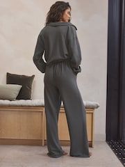 Charcoal Grey Knitlook Wide Leg Joggers - Image 3 of 7