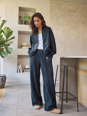 Washed Blue 100% Cotton Wide Leg Joggers - Image 2 of 8