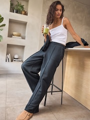Washed Blue 100% Cotton Wide Leg Joggers - Image 4 of 8