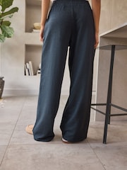 Washed Blue 100% Cotton Wide Leg Joggers - Image 5 of 8