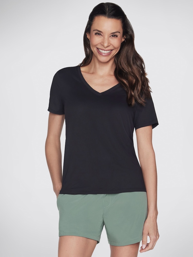 Skechers Black Godri Serene V-Neck Top - Image 1 of 3