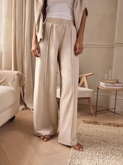 Washed Ecru 100% Cotton Wide Leg Joggers - Image 3 of 7