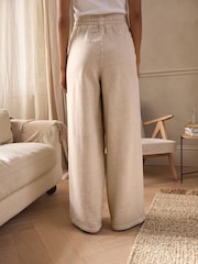 Washed Ecru 100% Cotton Wide Leg Joggers - Image 4 of 7