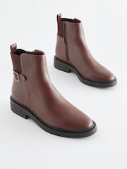 Brown Extra Wide Fit Forever Comfort® Buckle Detail Ankle Boots - Image 1 of 5