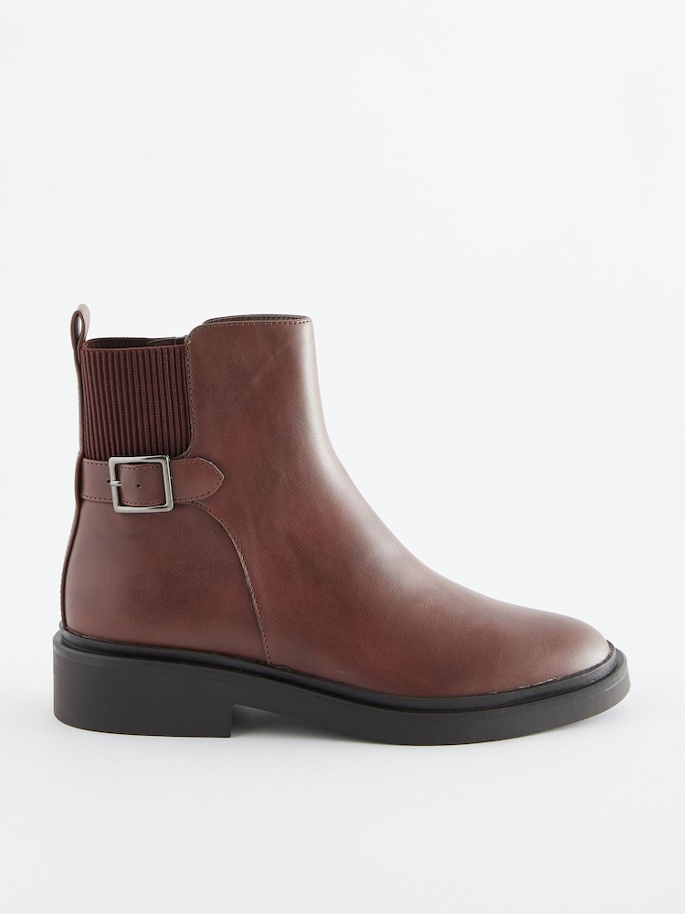 Brown Extra Wide Fit Forever Comfort® Buckle Detail Ankle Boots - Image 2 of 5 Brown Extra Wide Fit Forever Comfort® Buckle Detail Ankle Boots - Image 2 of 5