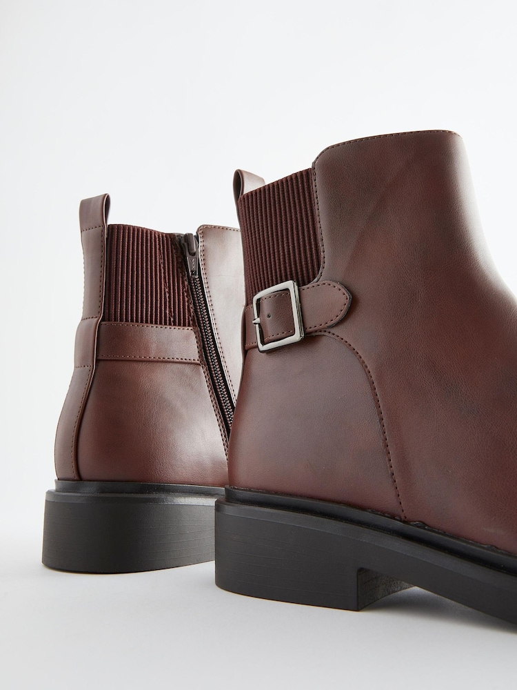 Brown Extra Wide Fit Forever Comfort® Buckle Detail Ankle Boots - Image 5 of 5 Brown Extra Wide Fit Forever Comfort® Buckle Detail Ankle Boots - Image 5 of 5
