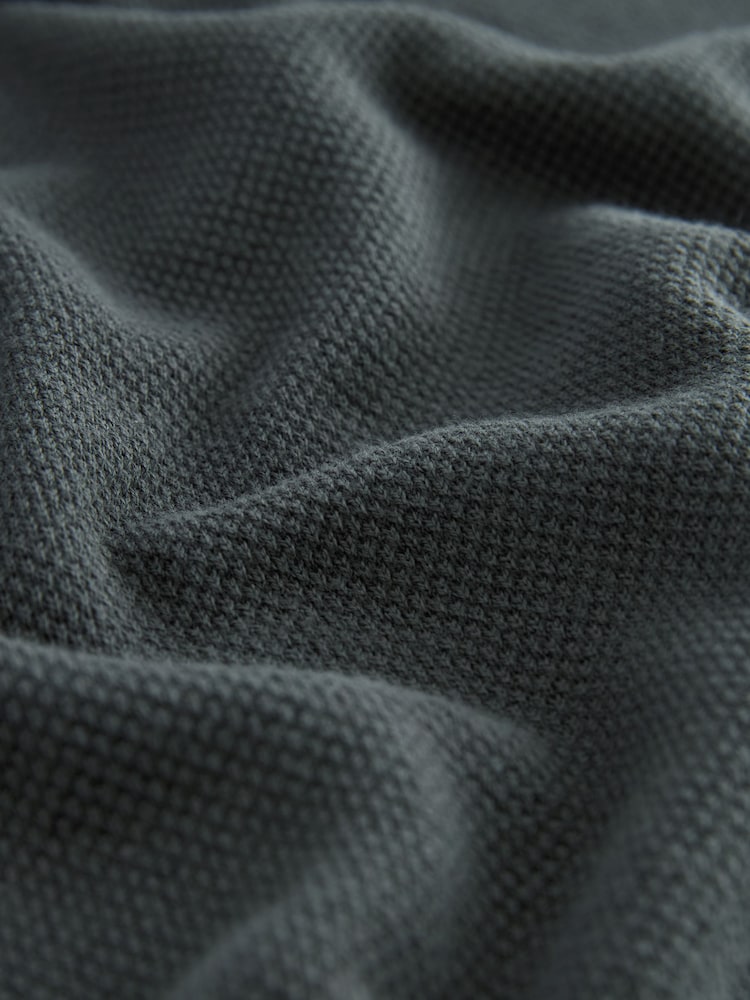 Charcoal Grey Knitlook Collared Sweatshirt - Image 5 of 5