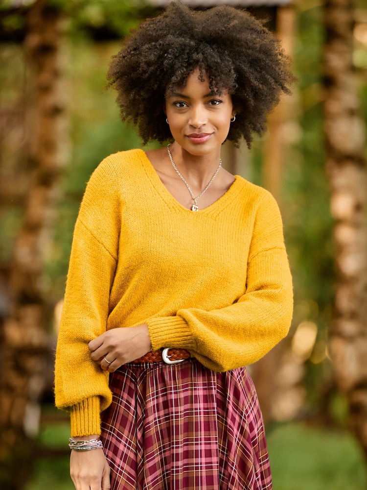 Joe Browns Yellow Oh So Cosy V-Neck Jumper - Image 1 of 6