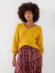 Joe Browns Yellow Oh So Cosy V-Neck Jumper - Image 2 of 6