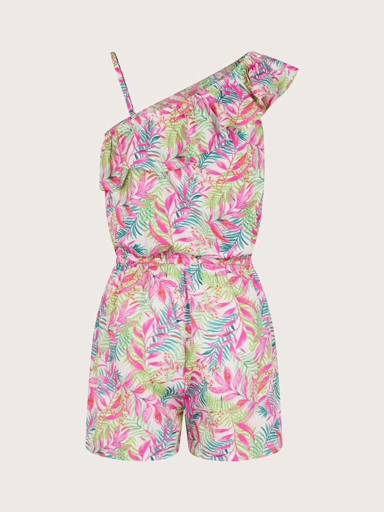 Monsoon Natural Pretty Palm Print One-Shoulder Playsuit - Image 2 of 2