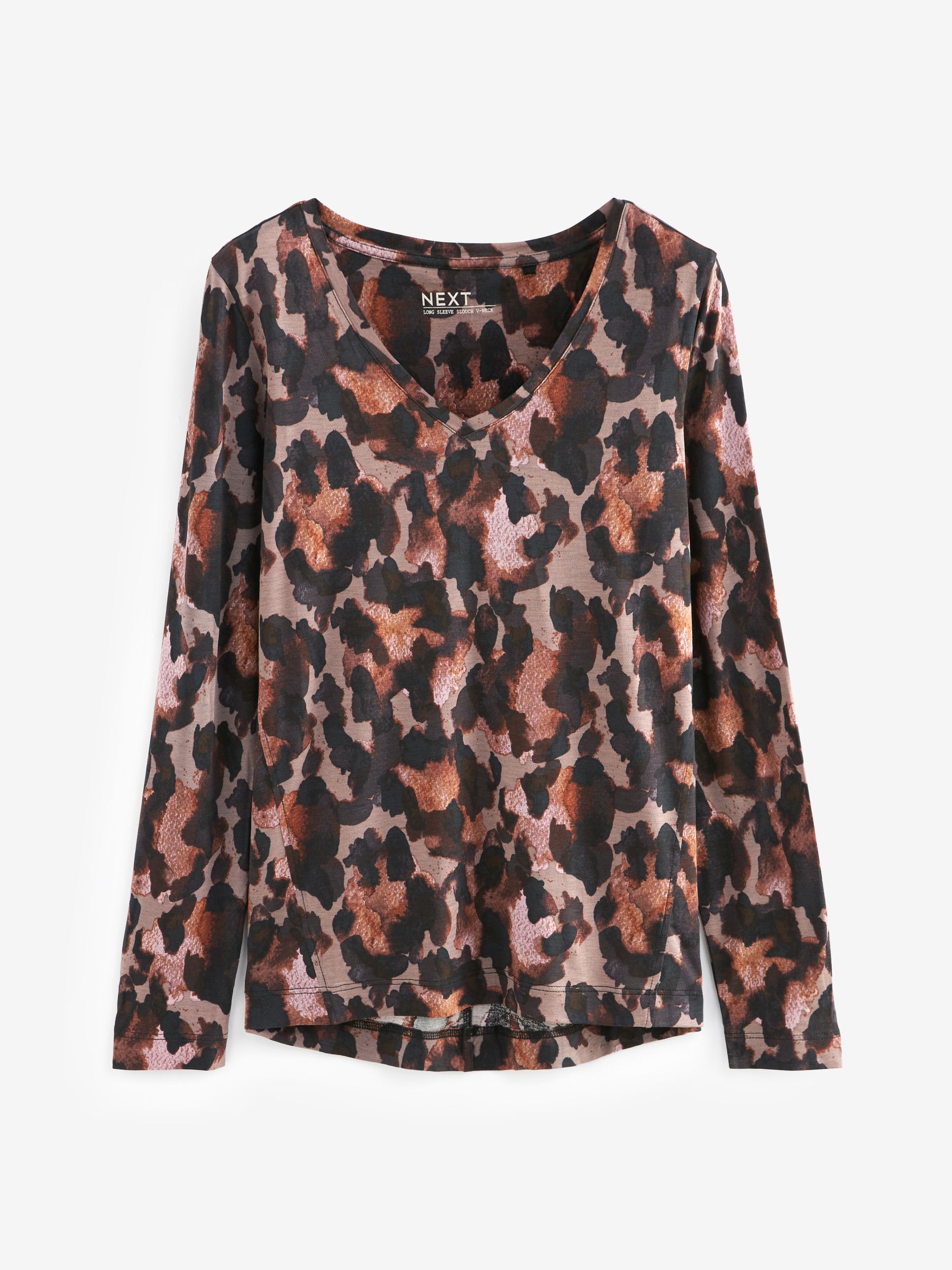 Buy Animal Print Slouch V-Neck Long Sleeve T-Shirt from Next USA
