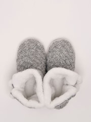 Brakeburn Grey Fancy Stitch Faux Fur Lined Slipper Boots - Image 3 of 5