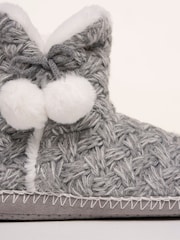 Brakeburn Grey Fancy Stitch Faux Fur Lined Slipper Boots - Image 4 of 5