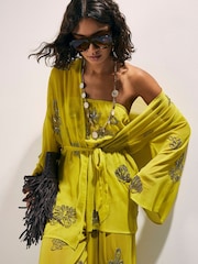 River Island Yellow Embellished Kaftan - Image 1 of 4