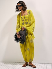 River Island Yellow Embellished Kaftan - Image 3 of 4
