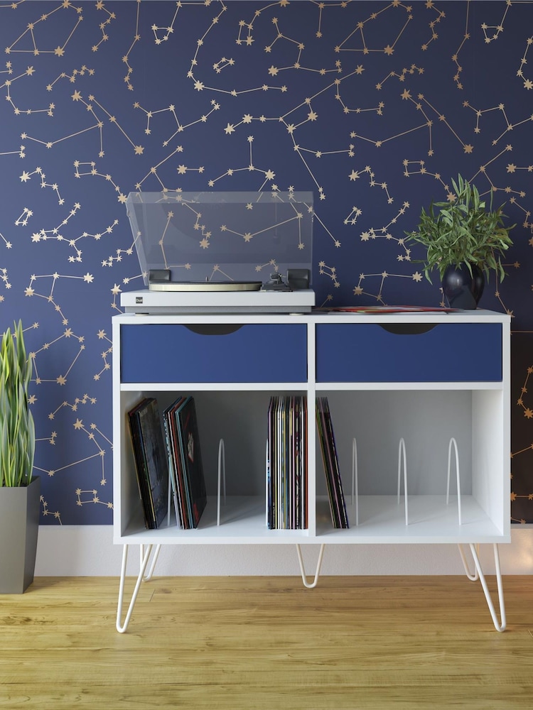 Novogratz White Perfect For Your Record Player And Vinyl NG Concord Turntable Stand with Drawers - Image 1 of 4