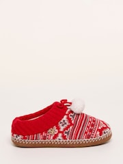 Brakeburn Fair Isle Knitted Backless Slippers - صورة 1 من 5