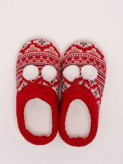 Brakeburn Fair Isle Knitted Backless Slippers - صورة 3 من 5