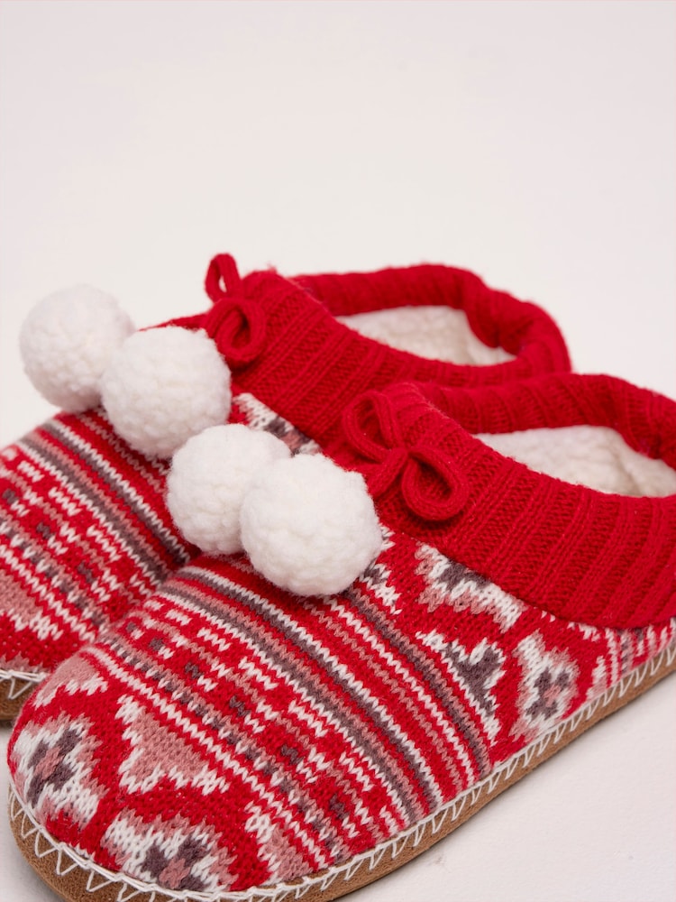 Brakeburn Fair Isle Knitted Backless Slippers - صورة 5 من 5