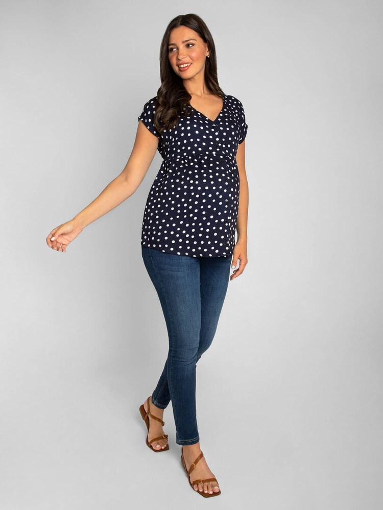 JoJo Maman Bébé Navy Spot Maternity Blouse - Image 1 of 6 JoJo Maman Bébé Navy Spot Maternity Blouse - Image 1 of 6